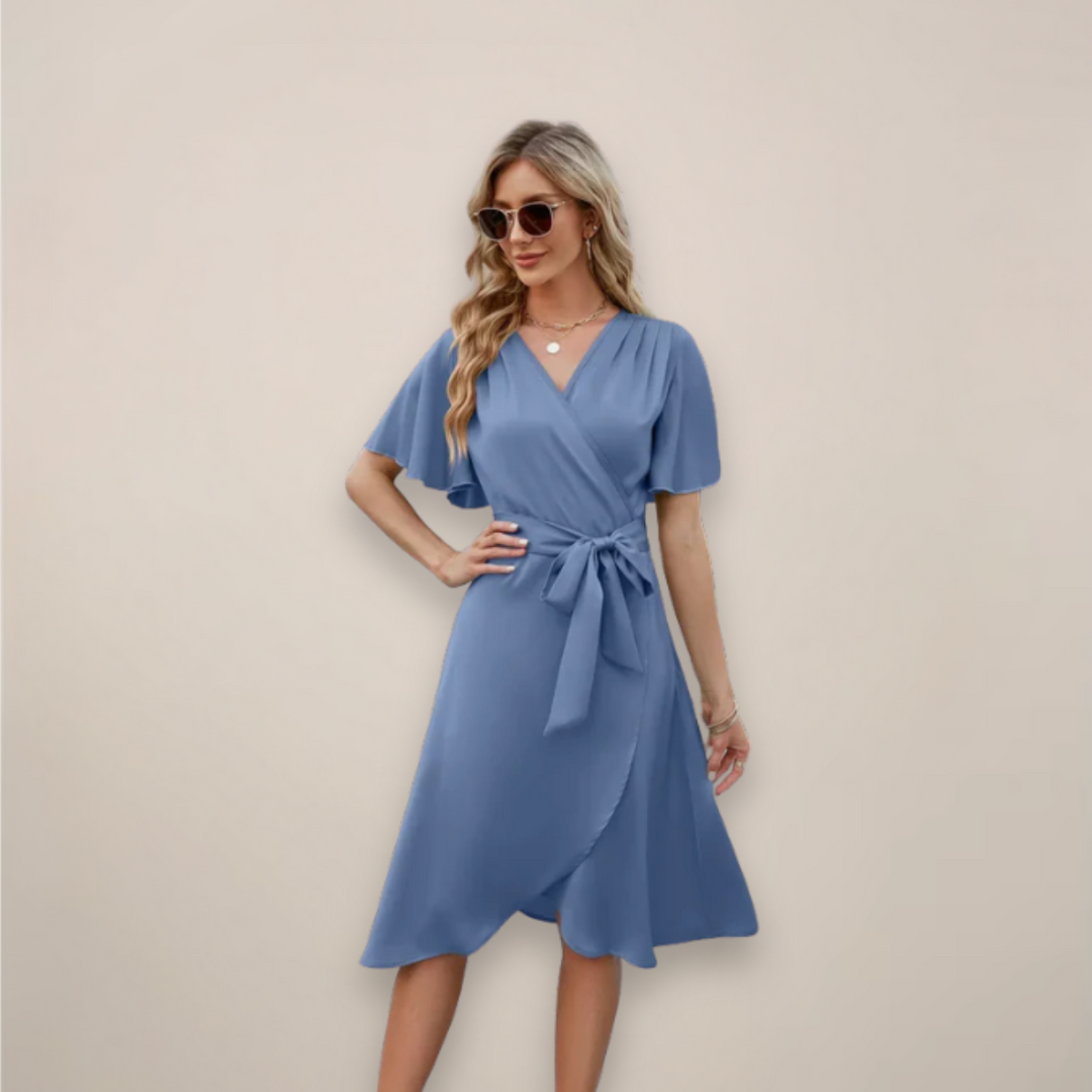 Clara | Women’s Midi Wrap Dress With Front Tie - Elle Zürich
