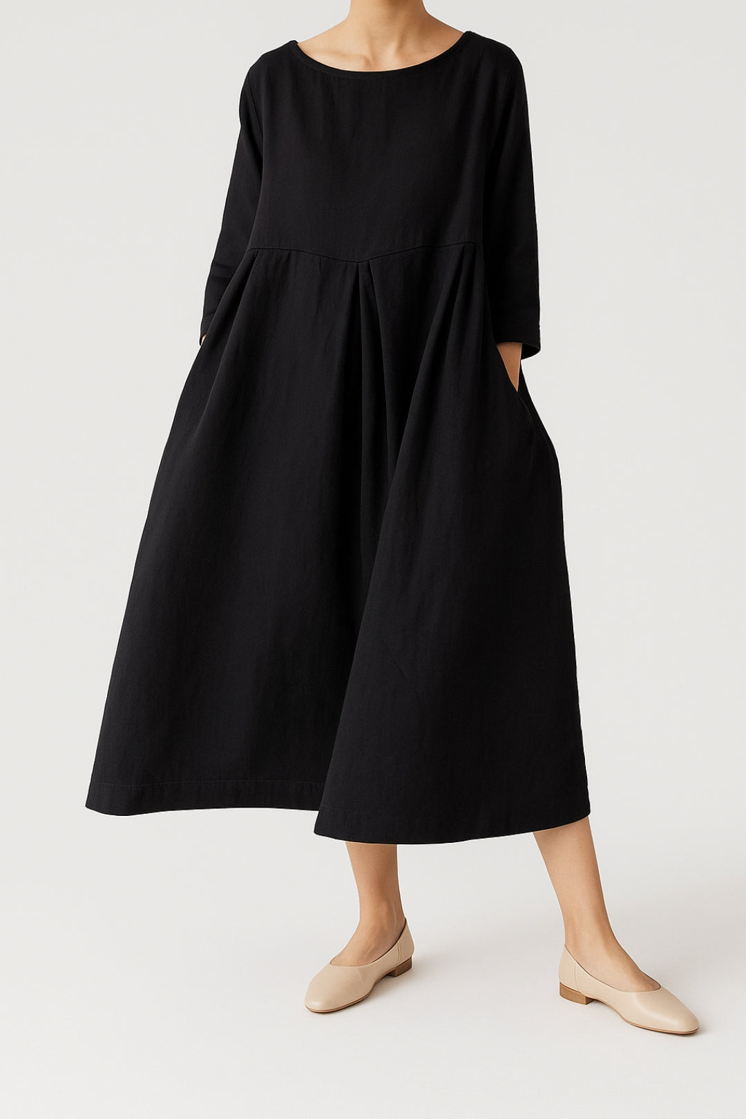 Madison | Women’s Relaxed Fit Midi Dress Front Pleats - Elle Zürich