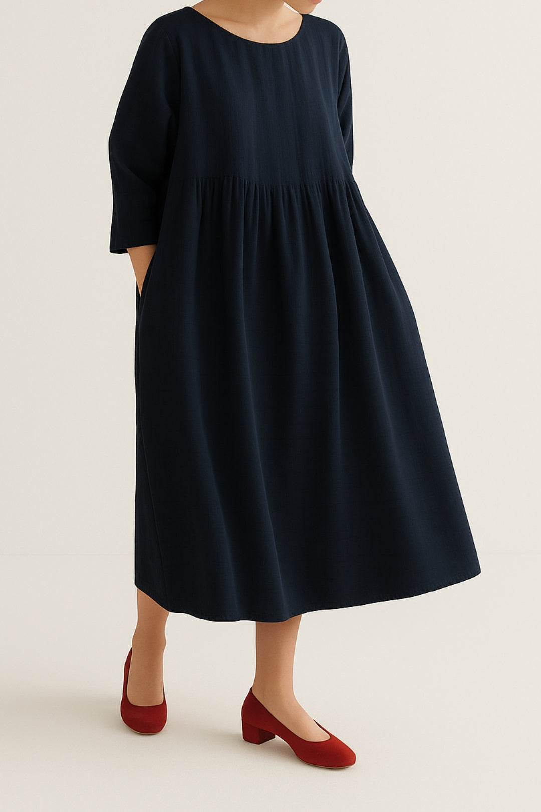 Madison | Women’s Relaxed Fit Midi Dress Front Pleats - Elle Zürich