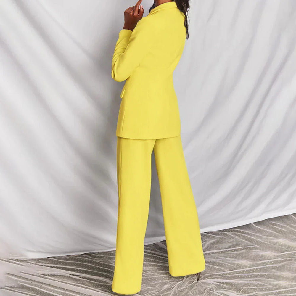 Frieda | Damen Hosenanzug mit Longline-Blazer und Weitem Bein, Strukturiert - Elle Zürich