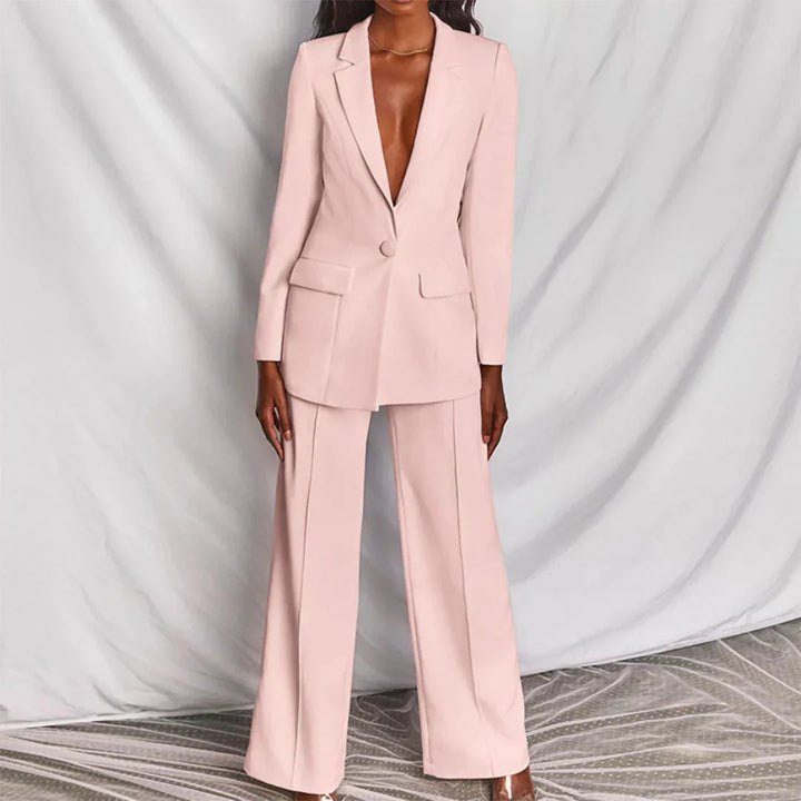 Frieda | Damen Hosenanzug mit Longline-Blazer und Weitem Bein, Strukturiert - Elle Zürich