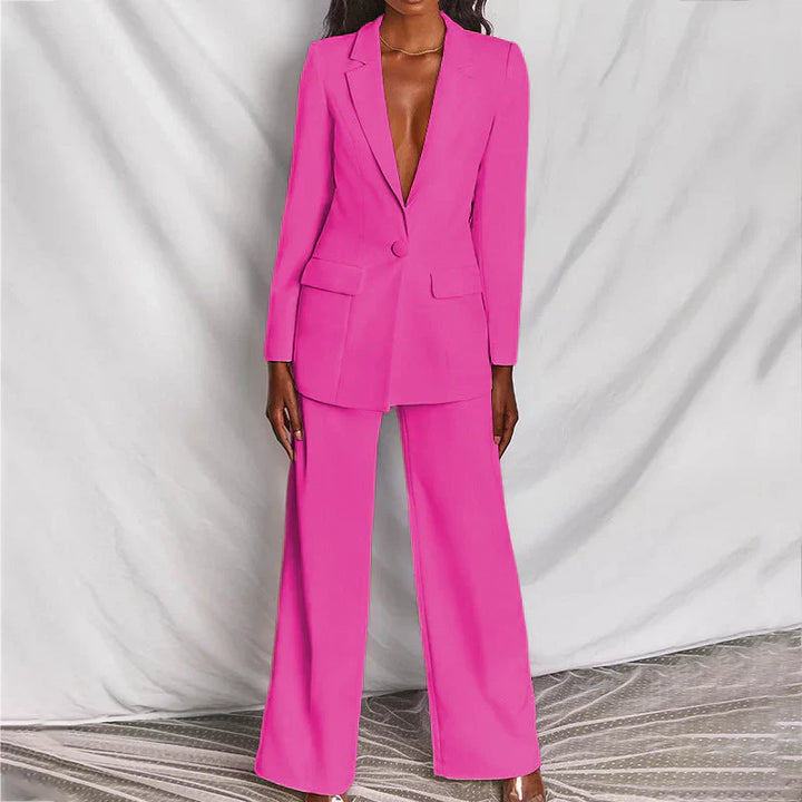 Frieda | Damen Hosenanzug mit Longline-Blazer und Weitem Bein, Strukturiert - Elle Zürich
