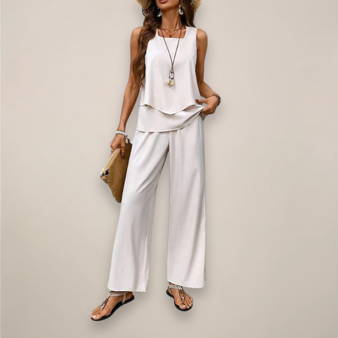 Johanna | Damen Frühling Bedrucktes Weites-Hosen-Set - Elle Zürich