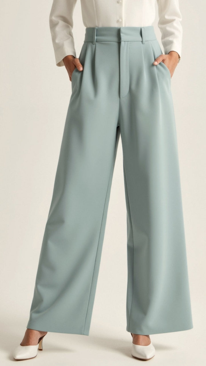 Katherine | Women’s High Waisted Wide Leg Trousers - Elle Zürich