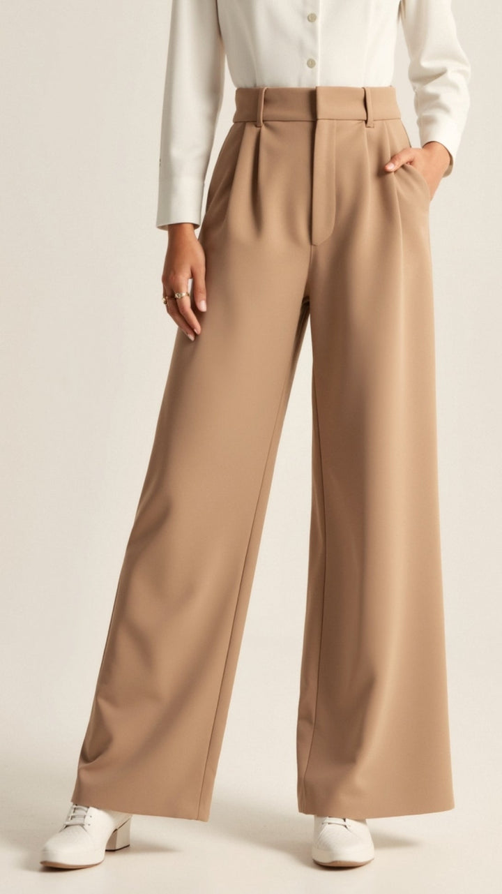 Katherine | Women’s High Waisted Wide Leg Trousers - Elle Zürich