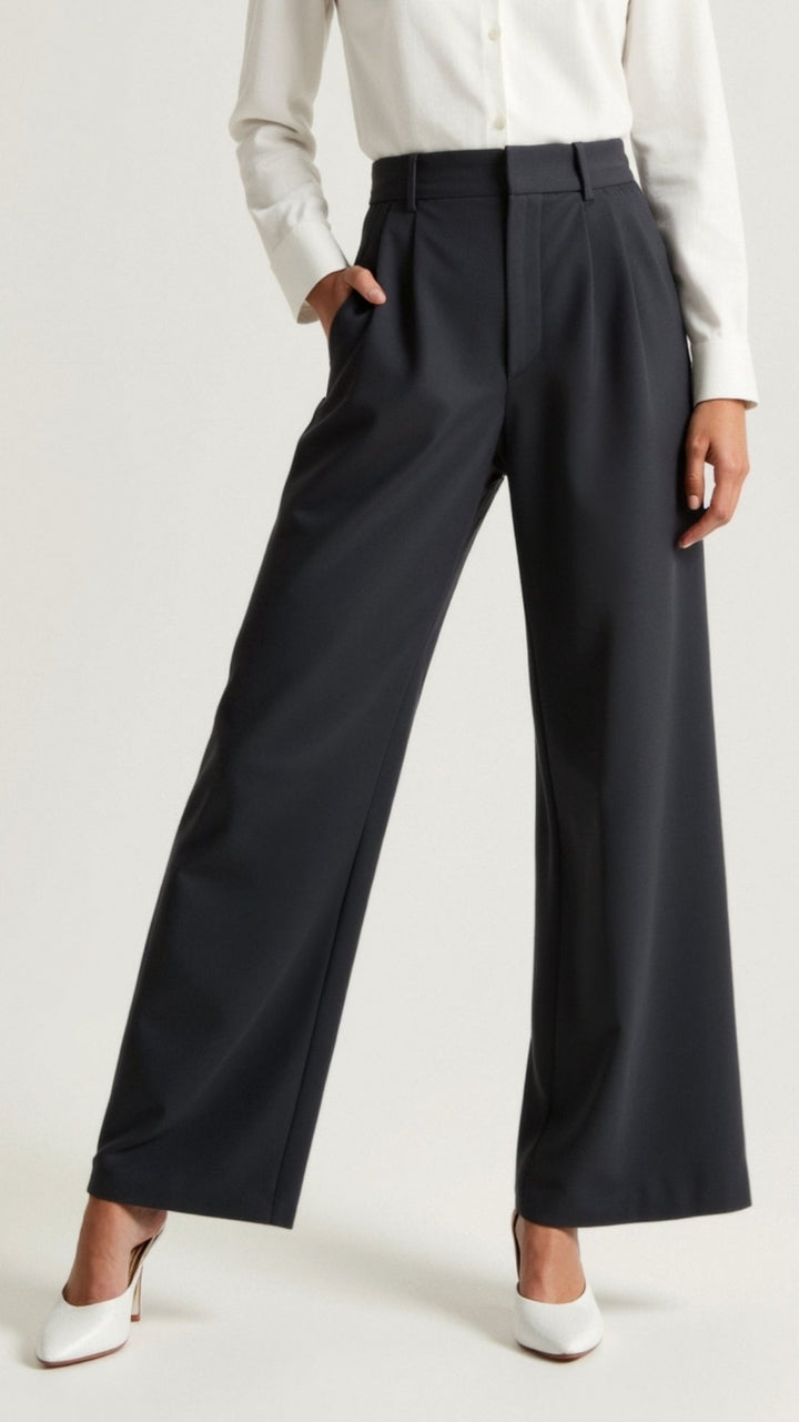 Katherine | Women’s High Waisted Wide Leg Trousers - Elle Zürich