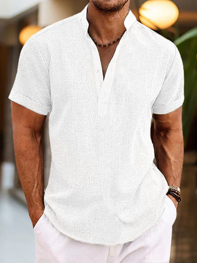 Emil | Herren Kurzarm-Henley Casual-Shirt - Elle Zürich
