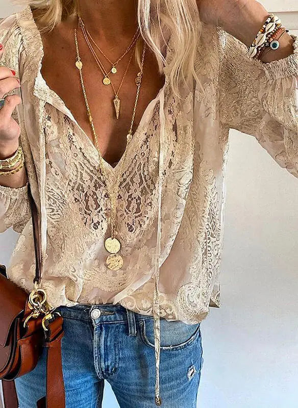 Tamara | Damen Elegante Boho-Bluse mit V-Ausschnitt - Elle Zürich