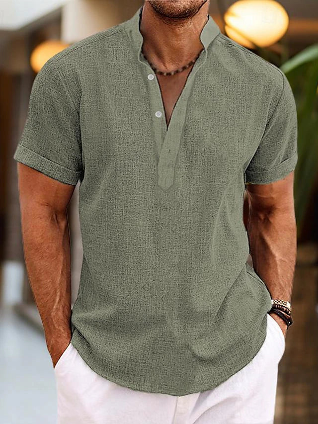 Emil | Herren Kurzarm-Henley Casual-Shirt - Elle Zürich