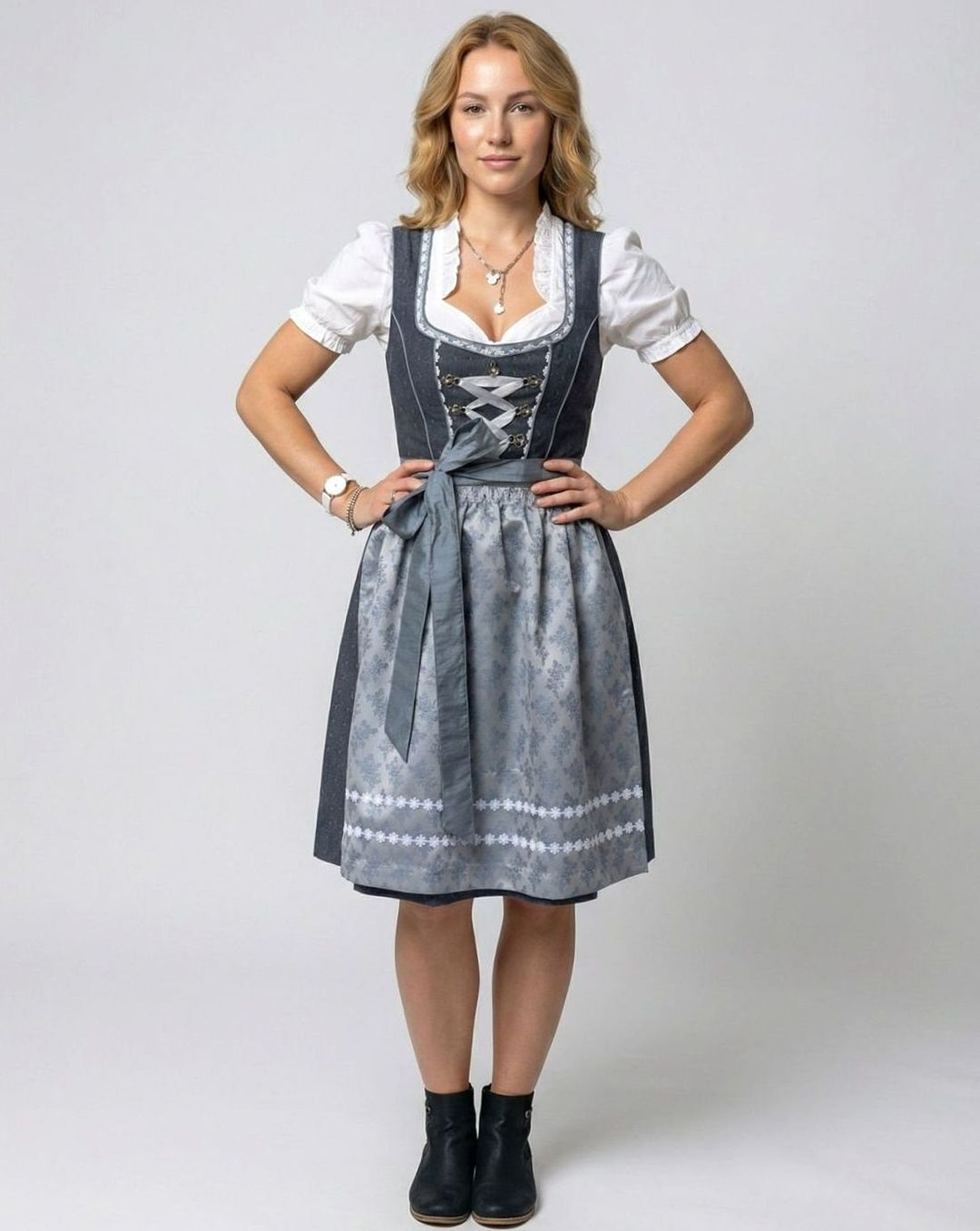 Damen Oktoberfest Dirndl Kleid 3-teiliges Trachten-Set