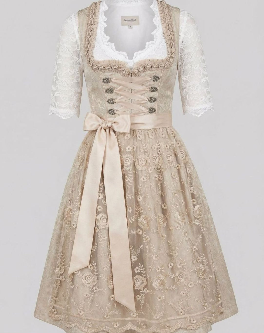 Damen Oktoberfest Dirndl Kleid Spitzenbluse Blumenmuster Midi