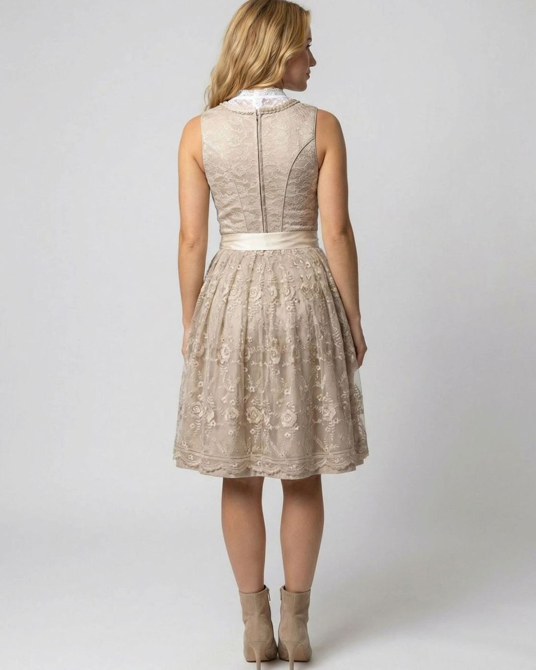 Damen Oktoberfest Dirndl Kleid Spitzenbluse Blumenmuster Midi