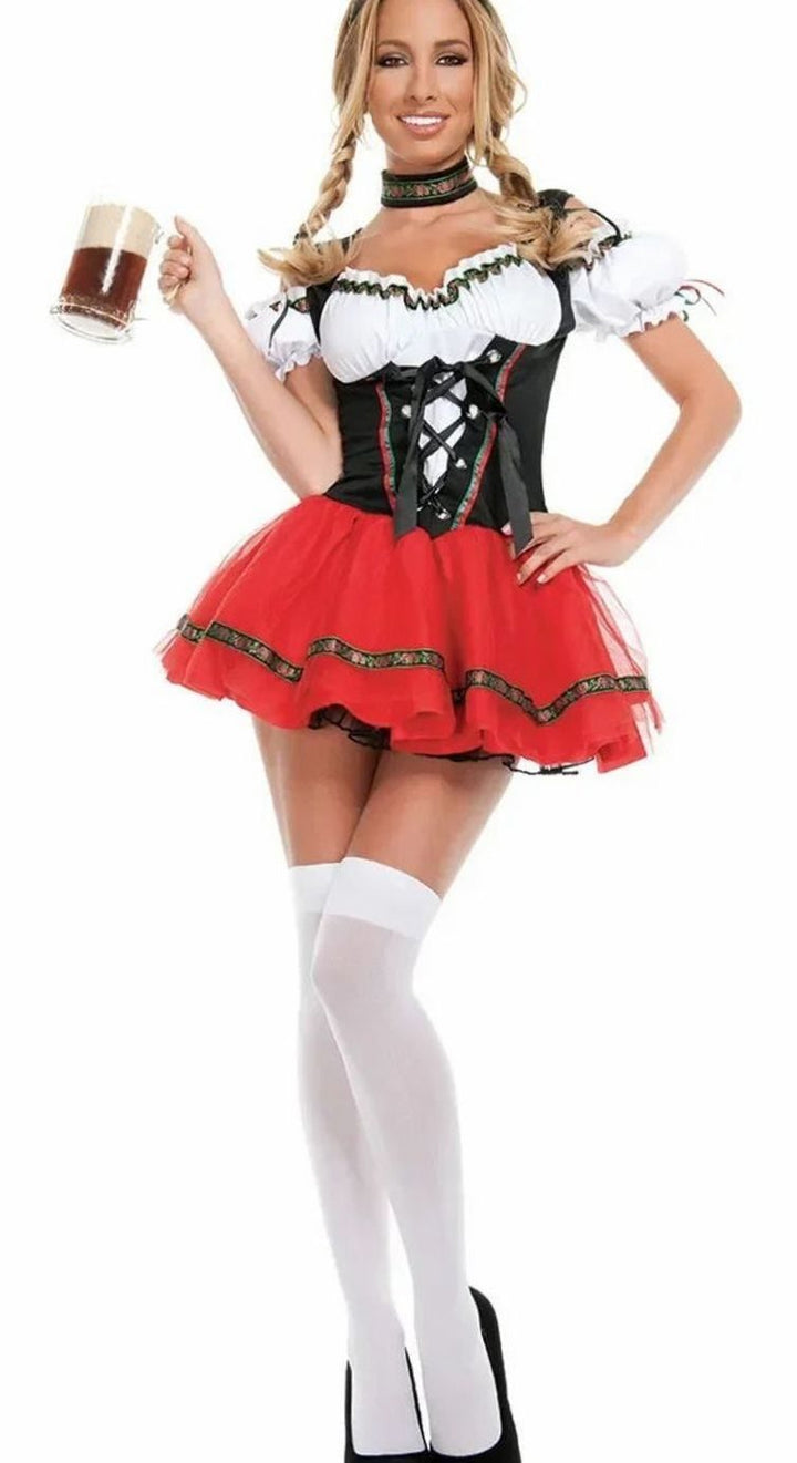 Damen Oktoberfest Dirndl Kostüm Kleid Bayerische Tracht