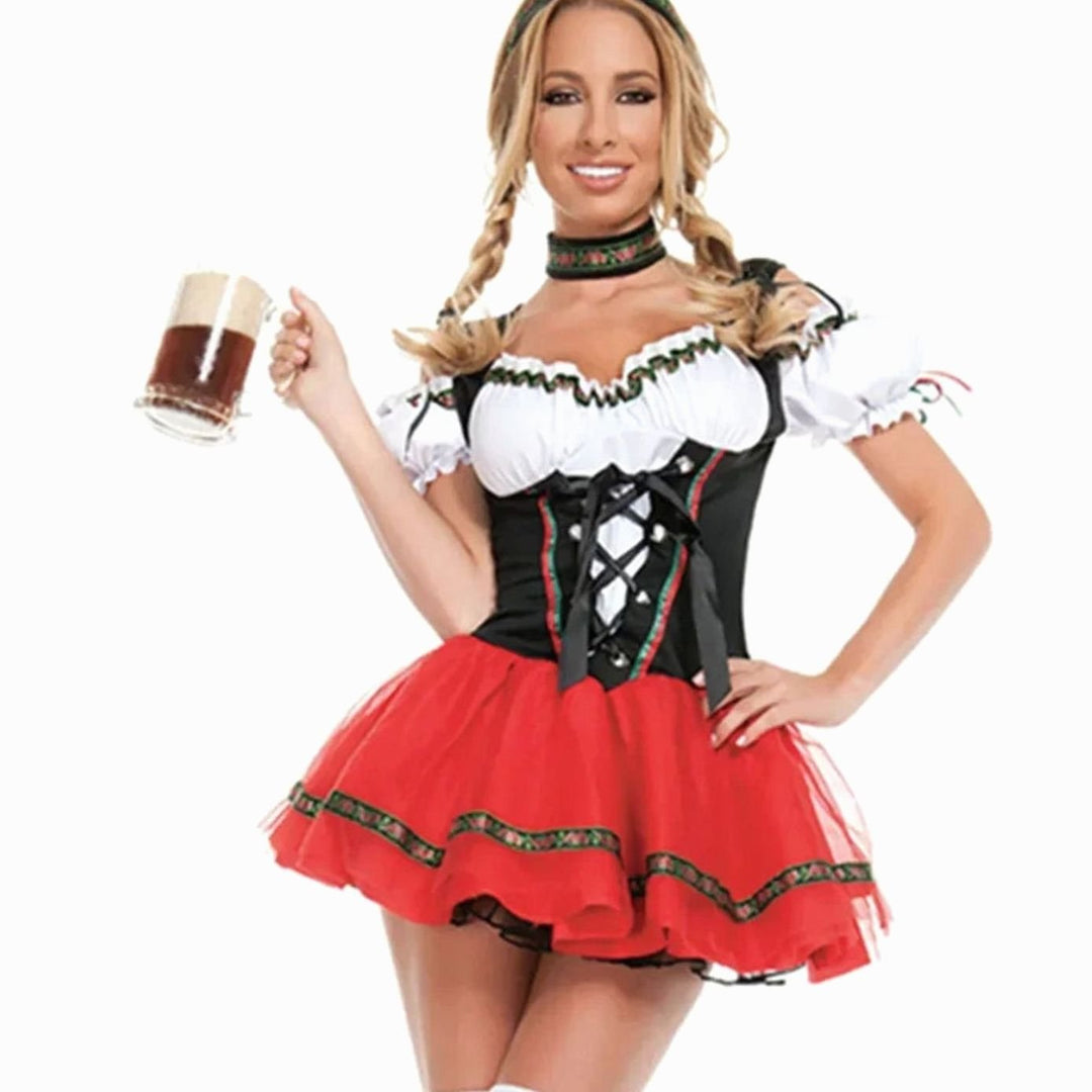 Damen Oktoberfest Dirndl Kostüm Kleid Bayerische Tracht