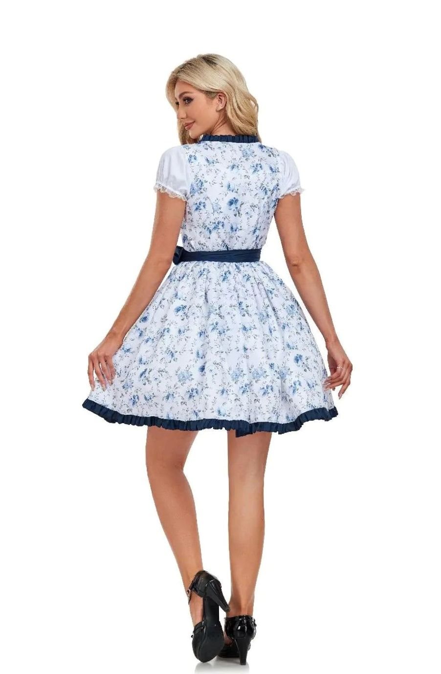 Damen Oktoberfest Dirndlkleid Blumenmuster Kurzes Trachtenkleid Schürze