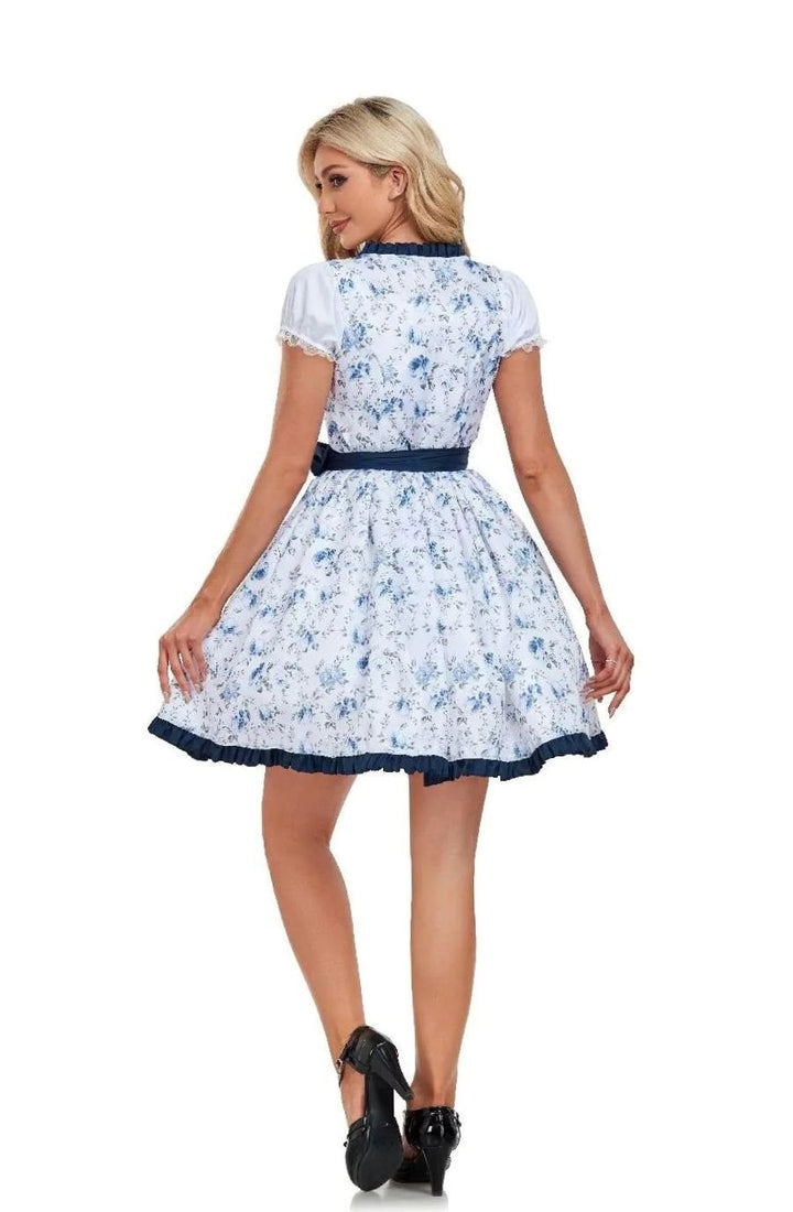 Damen Oktoberfest Dirndlkleid Blumenmuster Kurzes Trachtenkleid Schürze