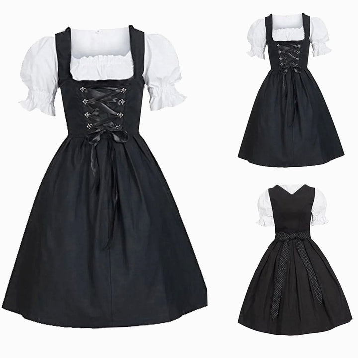 Damen Oktoberfest Dirndlkleid Schnürung Schürze Trachtenkleid