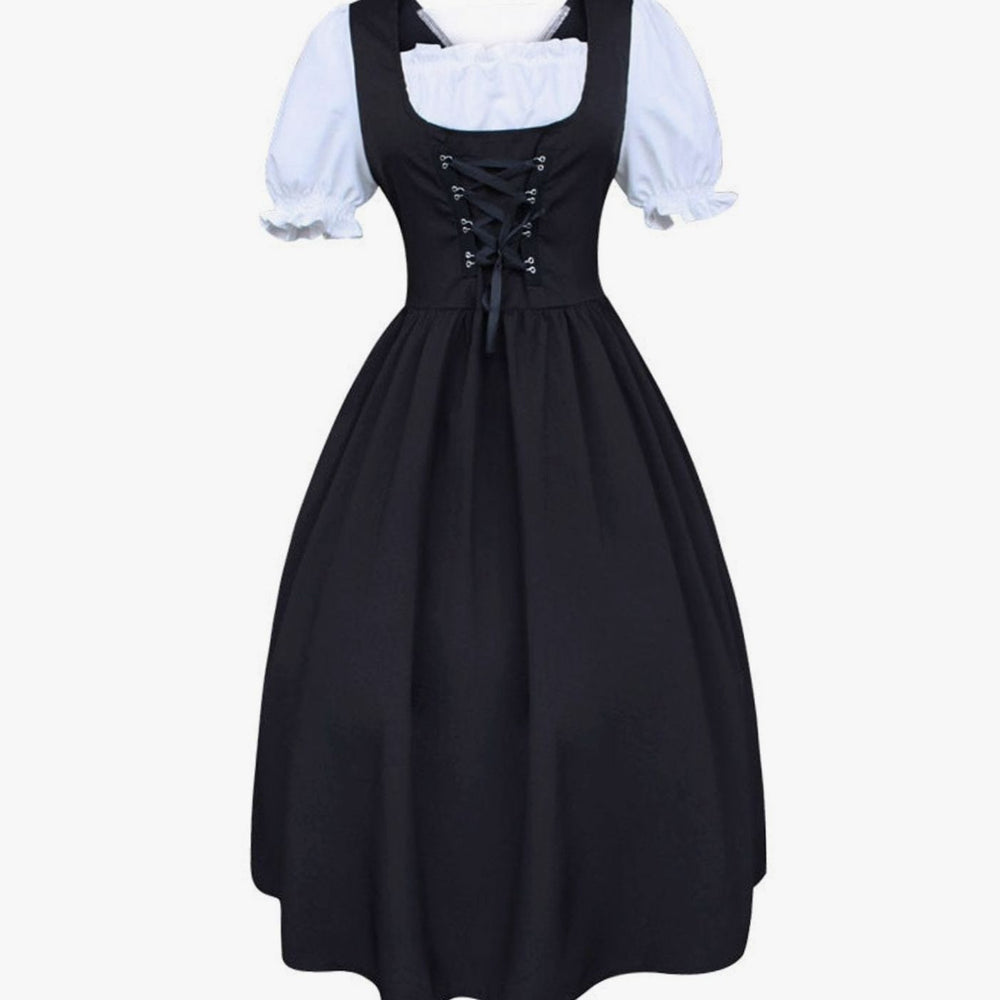 Damen Oktoberfest Dirndlkleid Schnürung Schürze Trachtenkleid