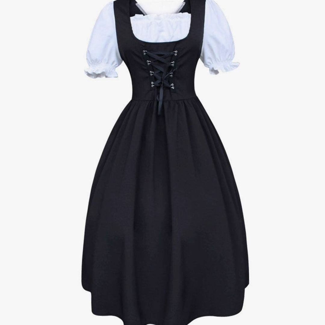 Damen Oktoberfest Dirndlkleid Schnürung Schürze Trachtenkleid