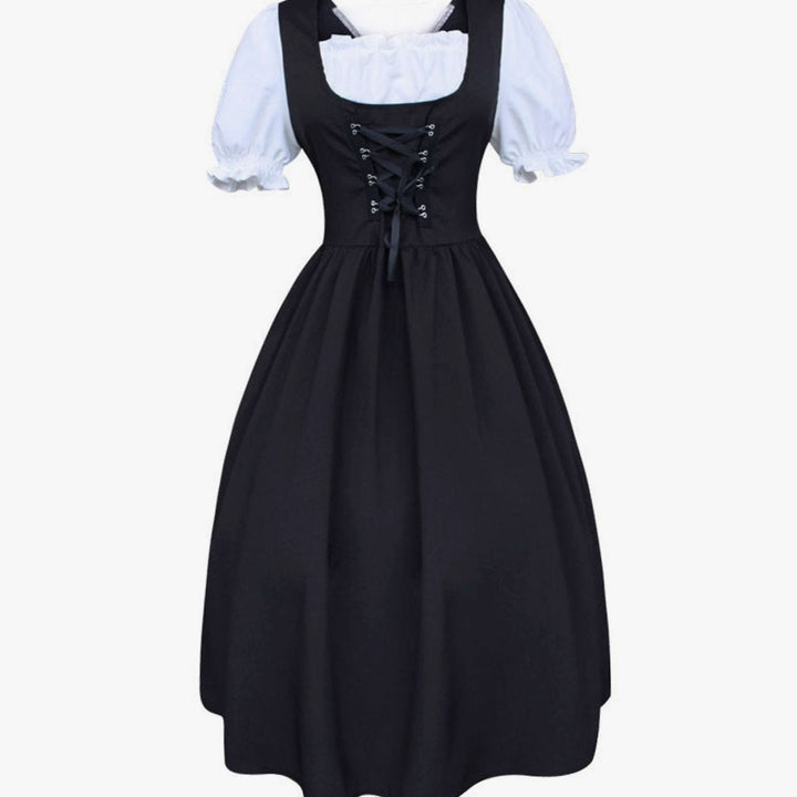 Damen Oktoberfest Dirndlkleid Schnürung Schürze Trachtenkleid