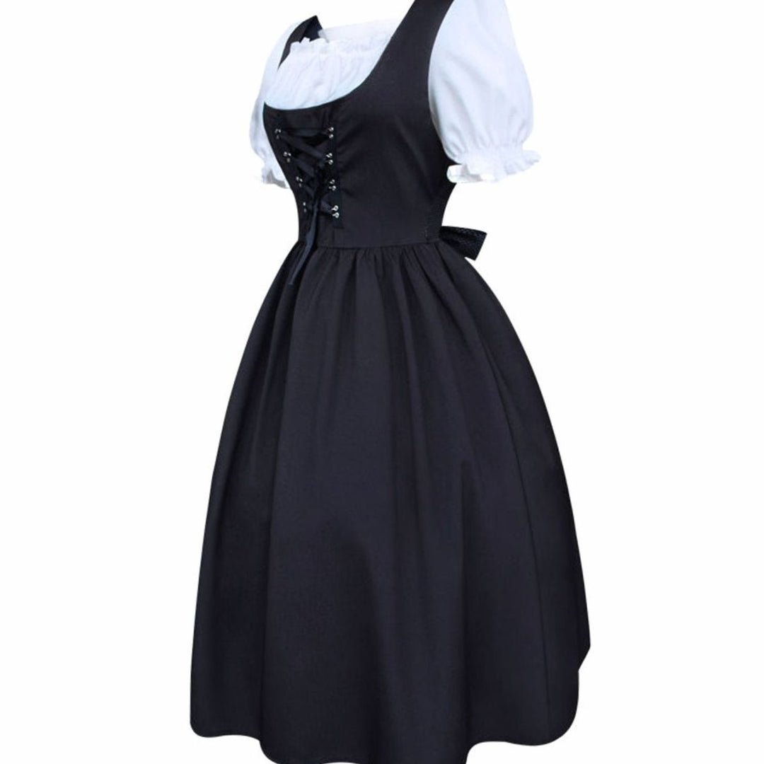 Damen Oktoberfest Dirndlkleid Schnürung Schürze Trachtenkleid