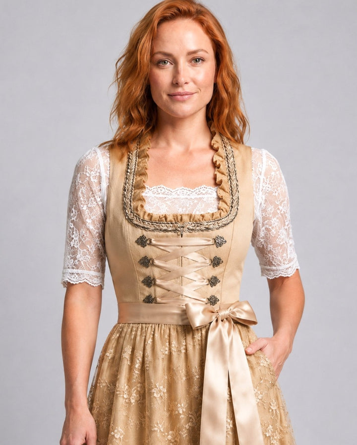 Damen Oktoberfest Dirndlkleid Spitzenbluse floraler Spitzenrock
