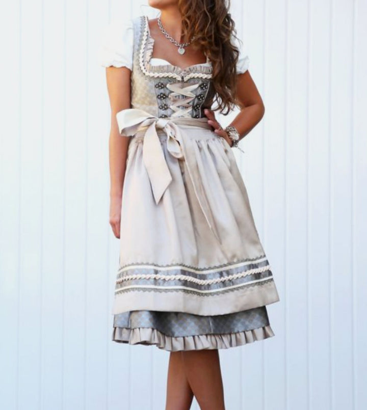 Damen Oktoberfest Dirndlkleid Traditionelles Trachtenkleid Schürze