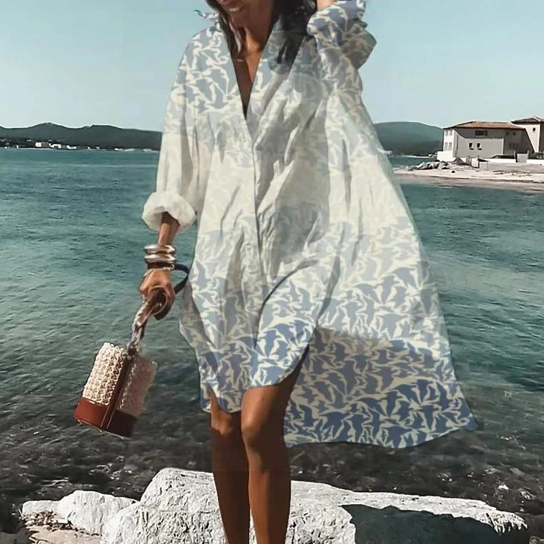 Edith | Damen Lässiges Midi-Kleid mit Bedrucktem Oberteil - Elle Zürich