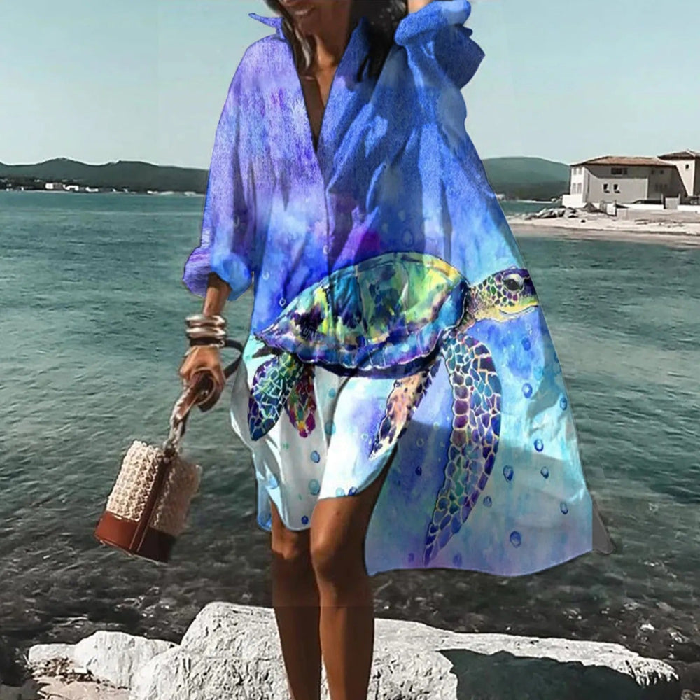 Edith | Damen Lässiges Midi-Kleid mit Bedrucktem Oberteil - Elle Zürich