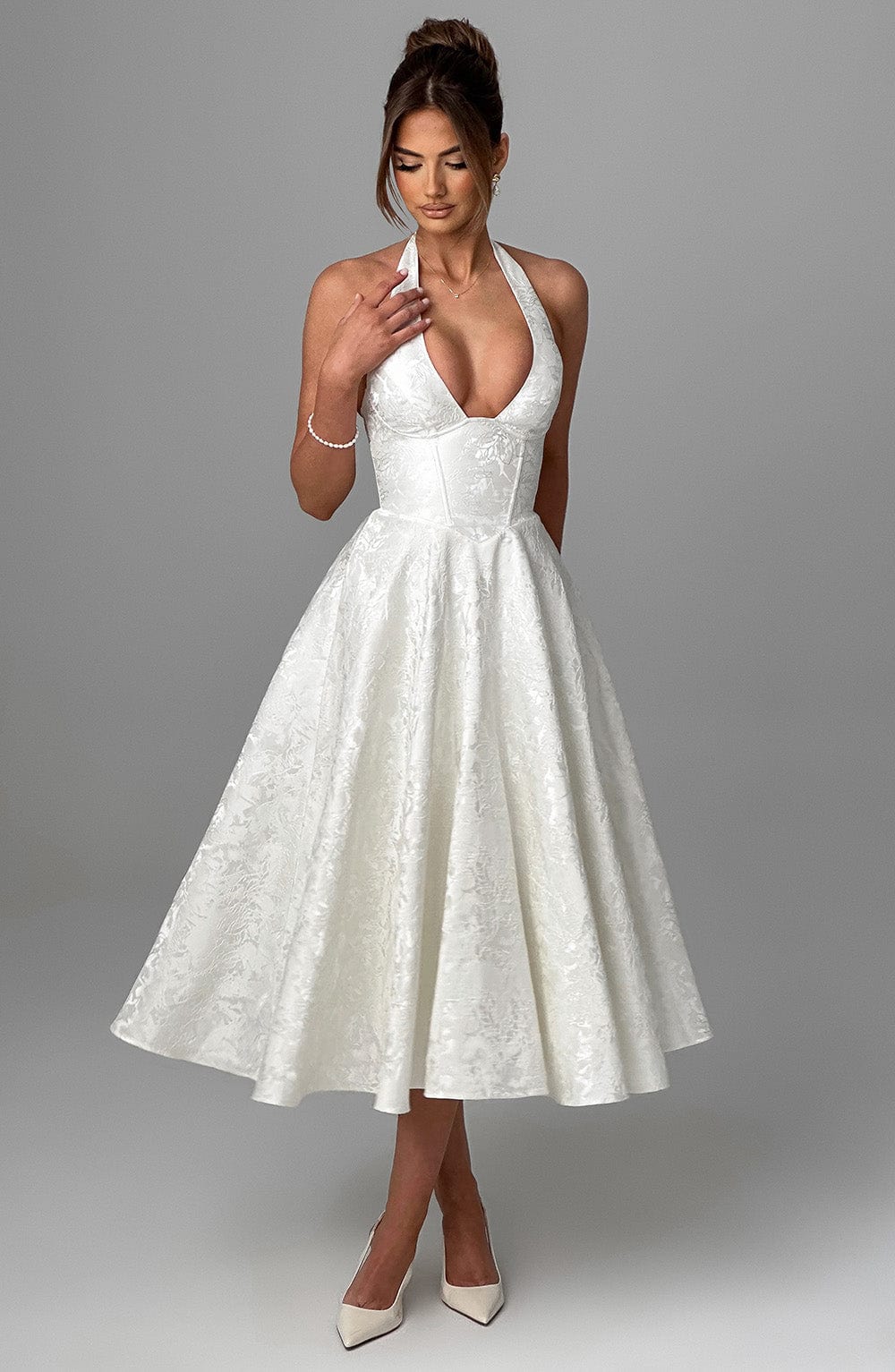 Clara | Women Wedding Guest Halter Midi Dress - Elle Zürich