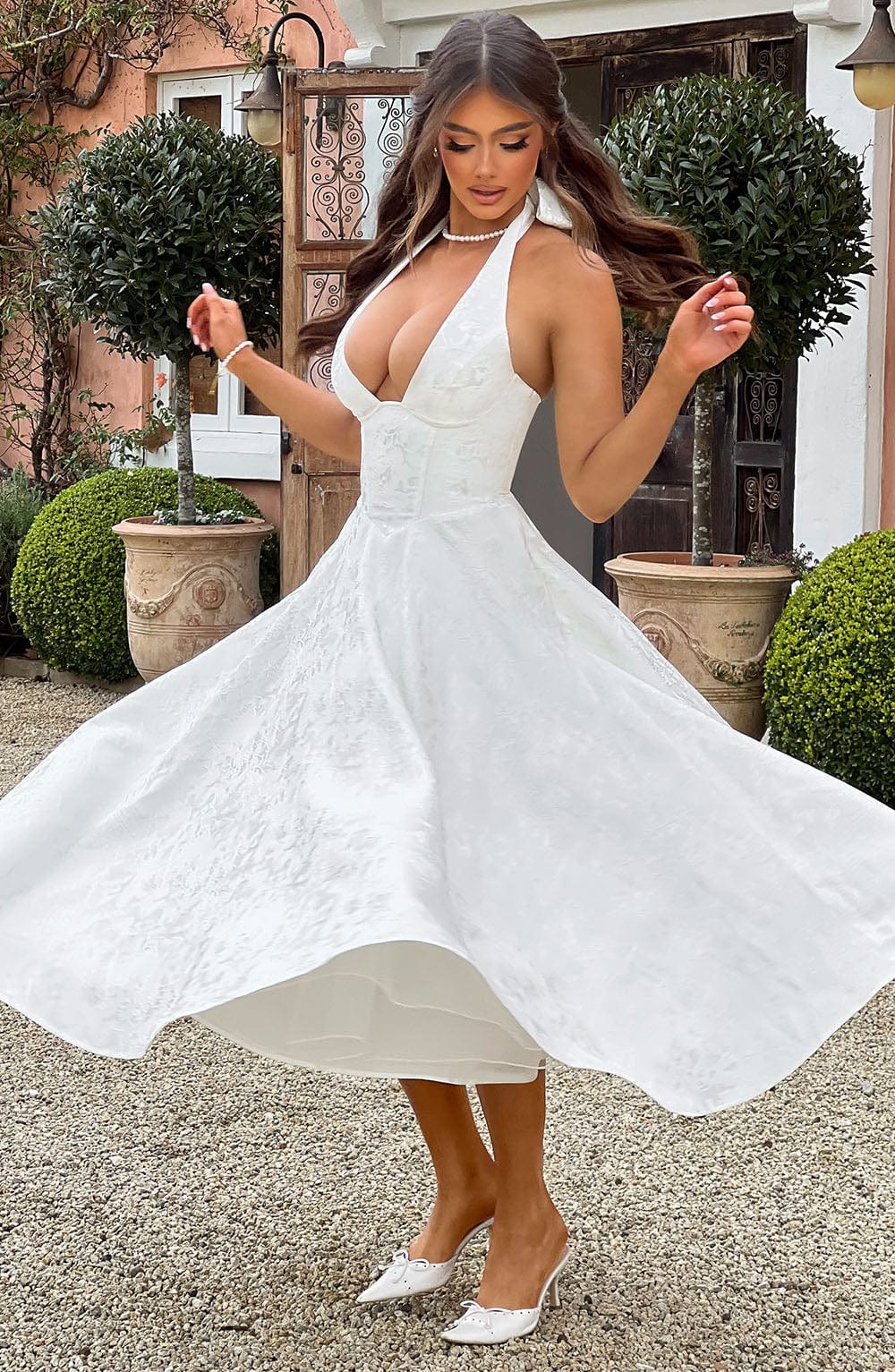 Clara | Women Wedding Guest Halter Midi Dress - Elle Zürich