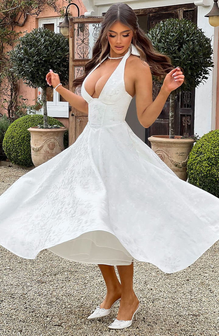Clara | Women Wedding Guest Halter Midi Dress - Elle Zürich