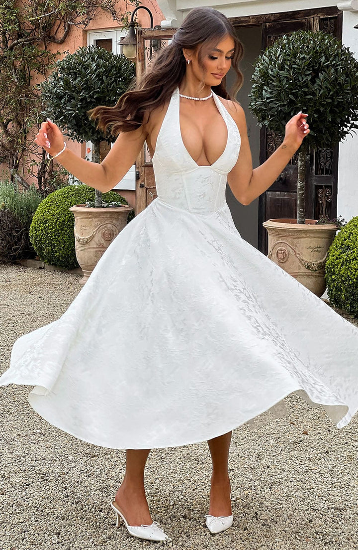Clara | Women Wedding Guest Halter Midi Dress - Elle Zürich