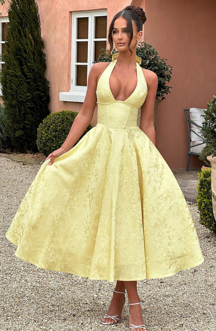 Clara | Women Wedding Guest Halter Midi Dress - Elle Zürich