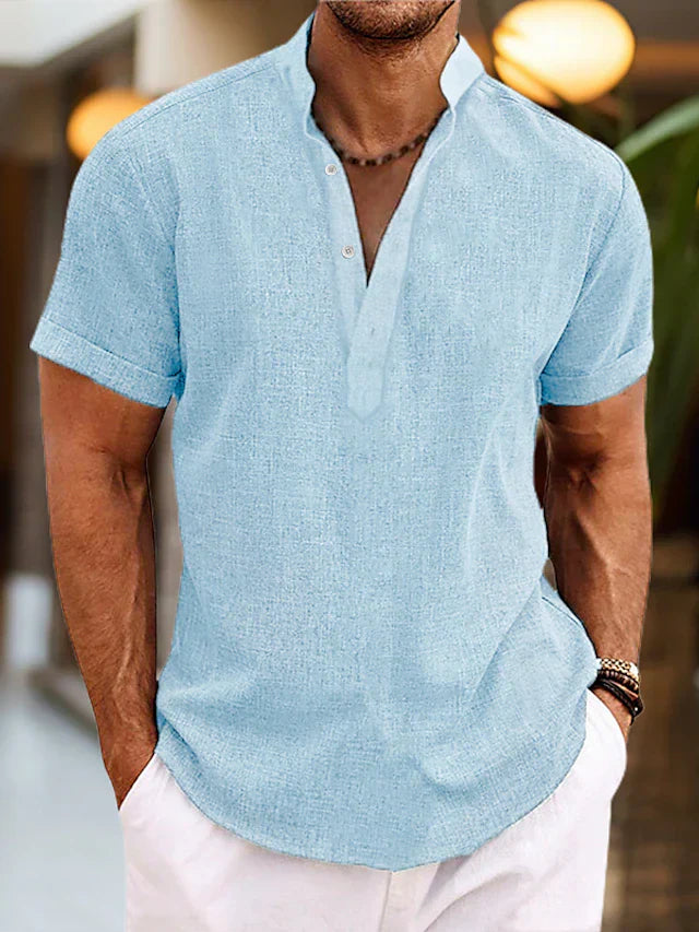 Emil | Herren Kurzarm-Henley Casual-Shirt - Elle Zürich