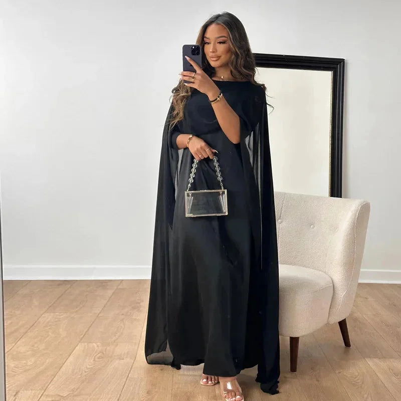Brooklyn | Women Wedding Guest Cape Maxi Dress - Elle Zürich