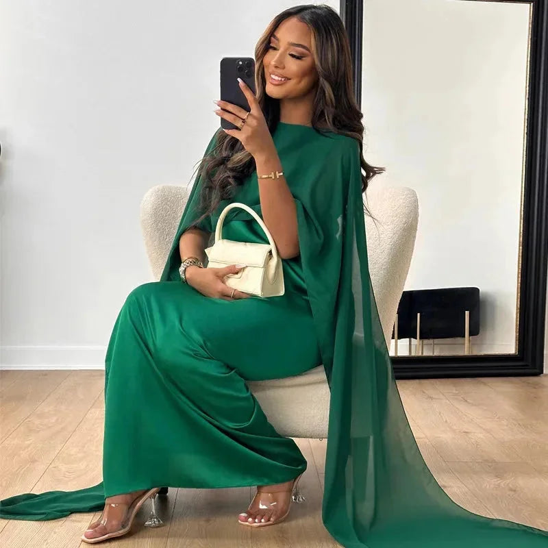 Brooklyn | Women Wedding Guest Cape Maxi Dress - Elle Zürich