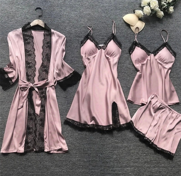 Jana | Damen Satin Spitzen Lingerie Schlafanzug Set - Elle Zürich