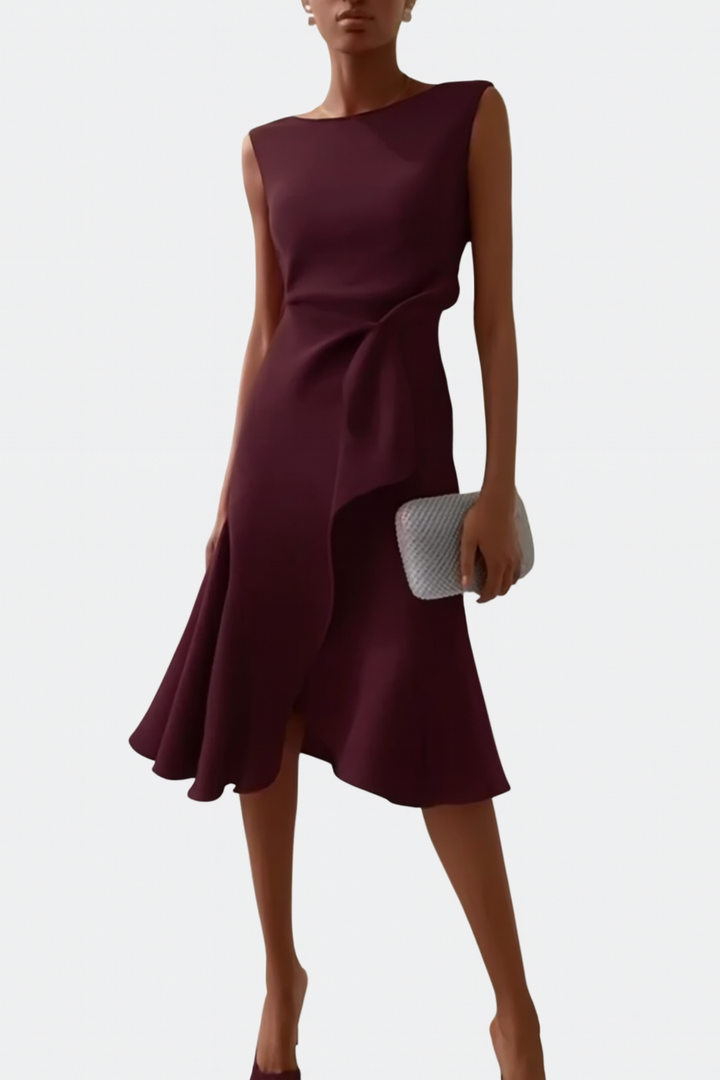 Andrea | Damen Drapiertes Asymmetrisches Midikleid - Elle Zürich
