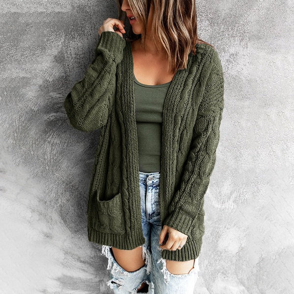 Maja | Damen Winter-Strickcardigan mit Zopfmuster - Elle Zürich