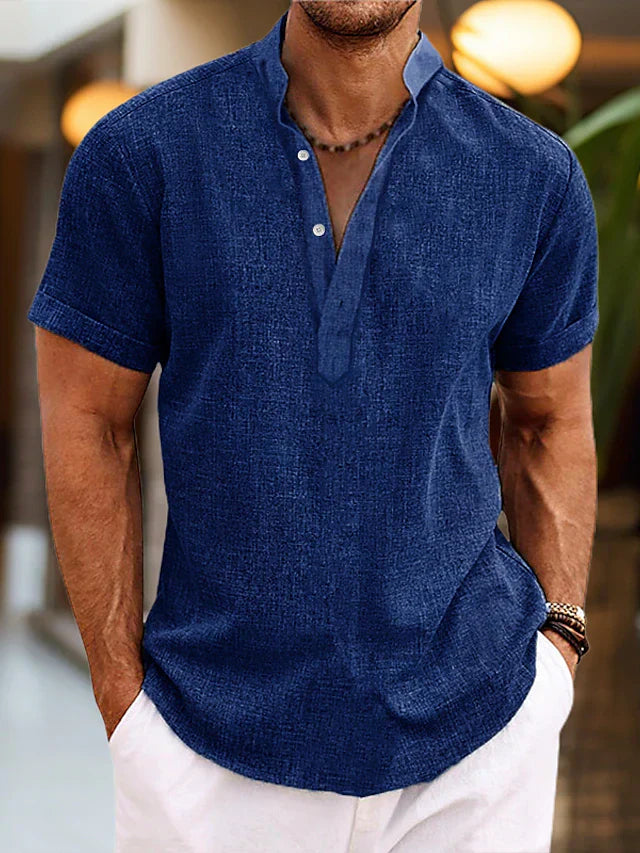 Emil | Herren Kurzarm-Henley Casual-Shirt - Elle Zürich