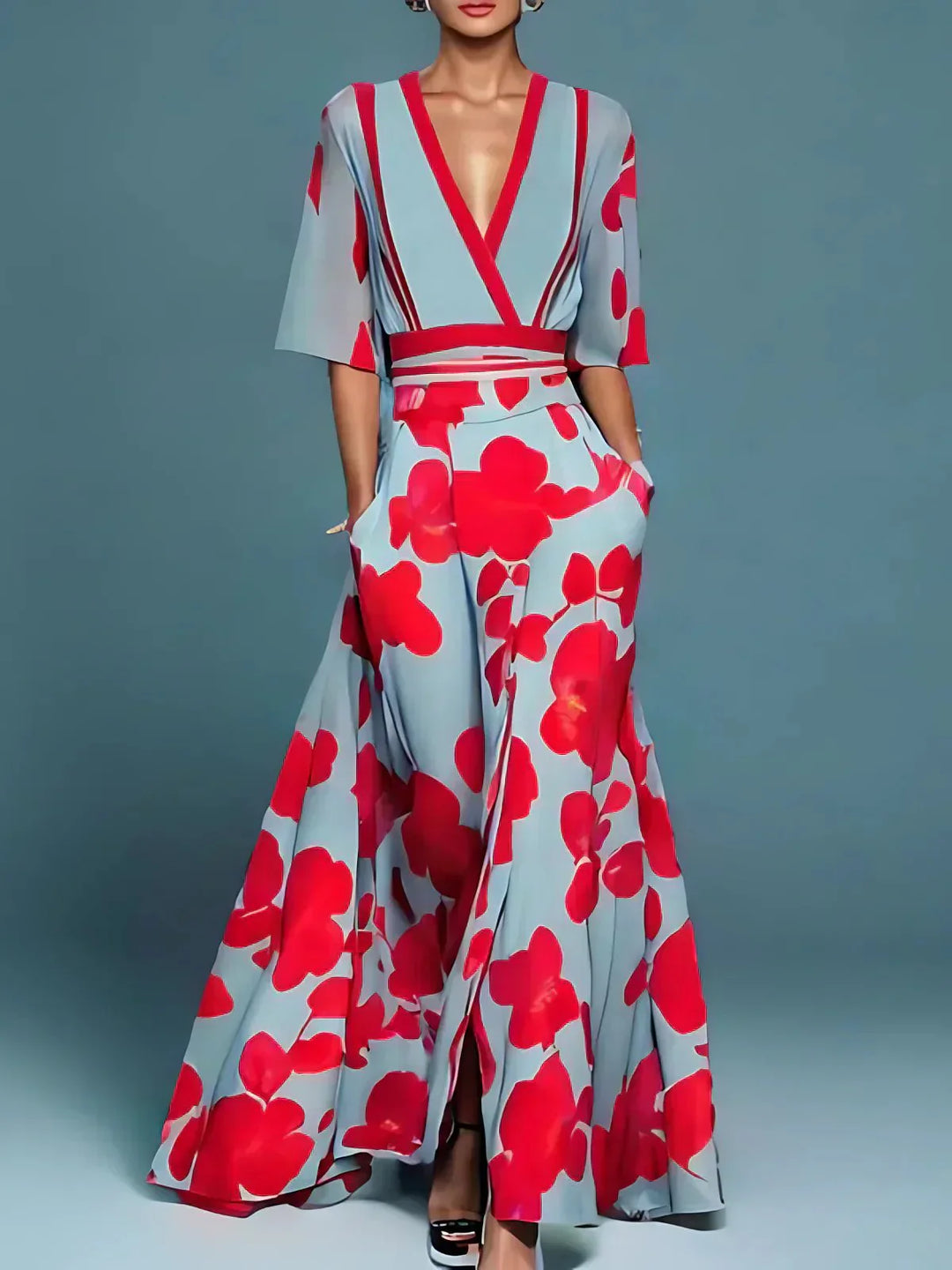 Annika | Stilvolles Elegantes Maxikleid mit Blumenmuster - Elle Zürich