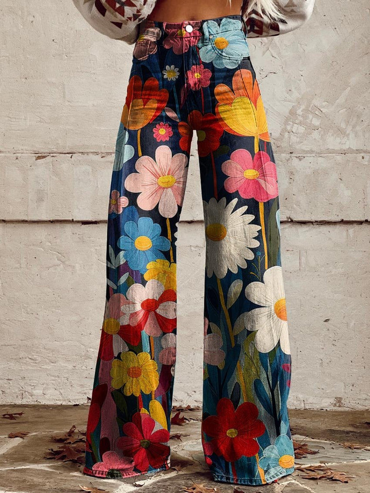 Elke | Denim-Hose mit Blumenexplosion - Elle Zürich