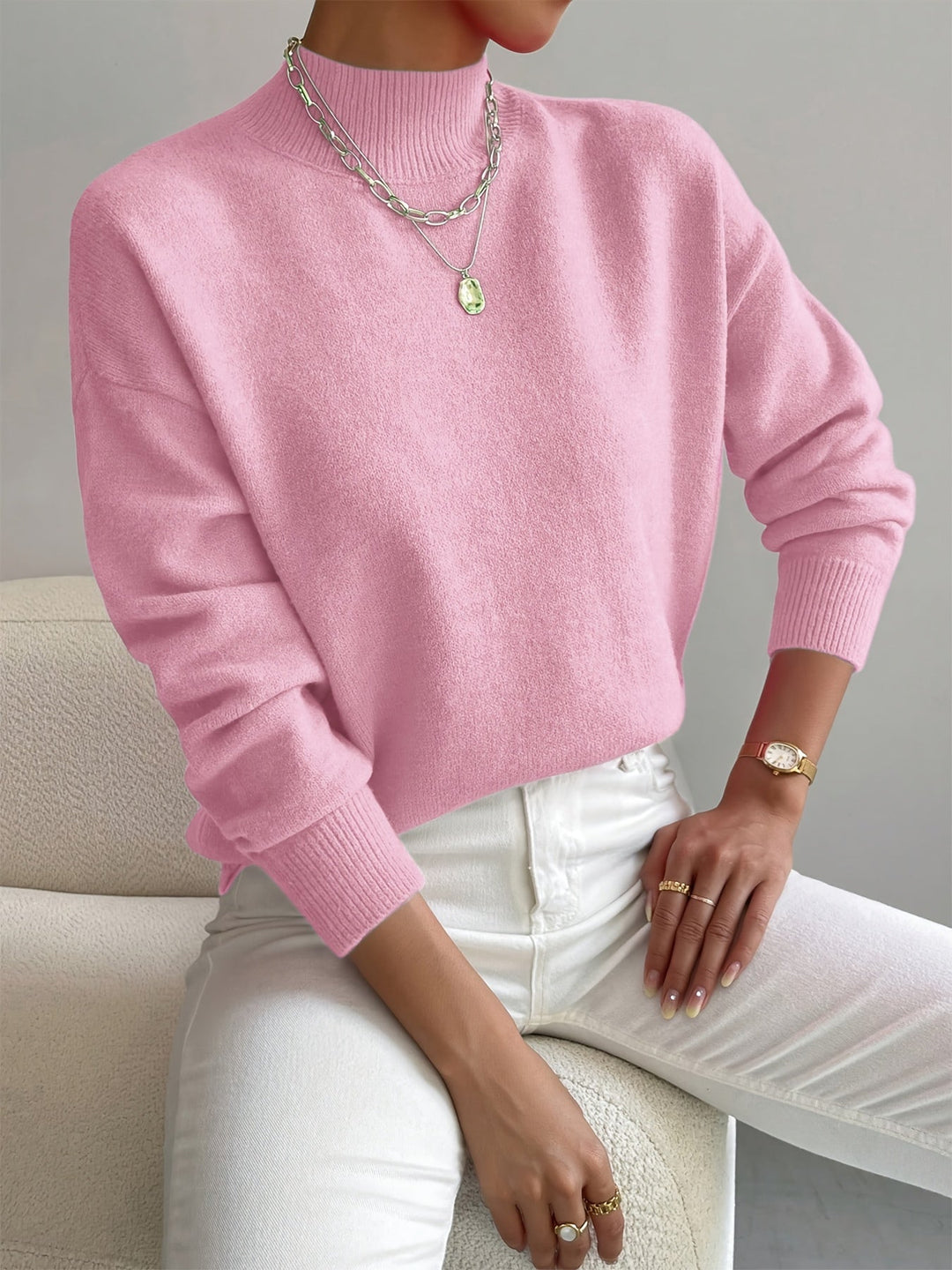Marina | Damen Winter Rollkragen Strickpullover mit Rippenmuster - Elle Zürich