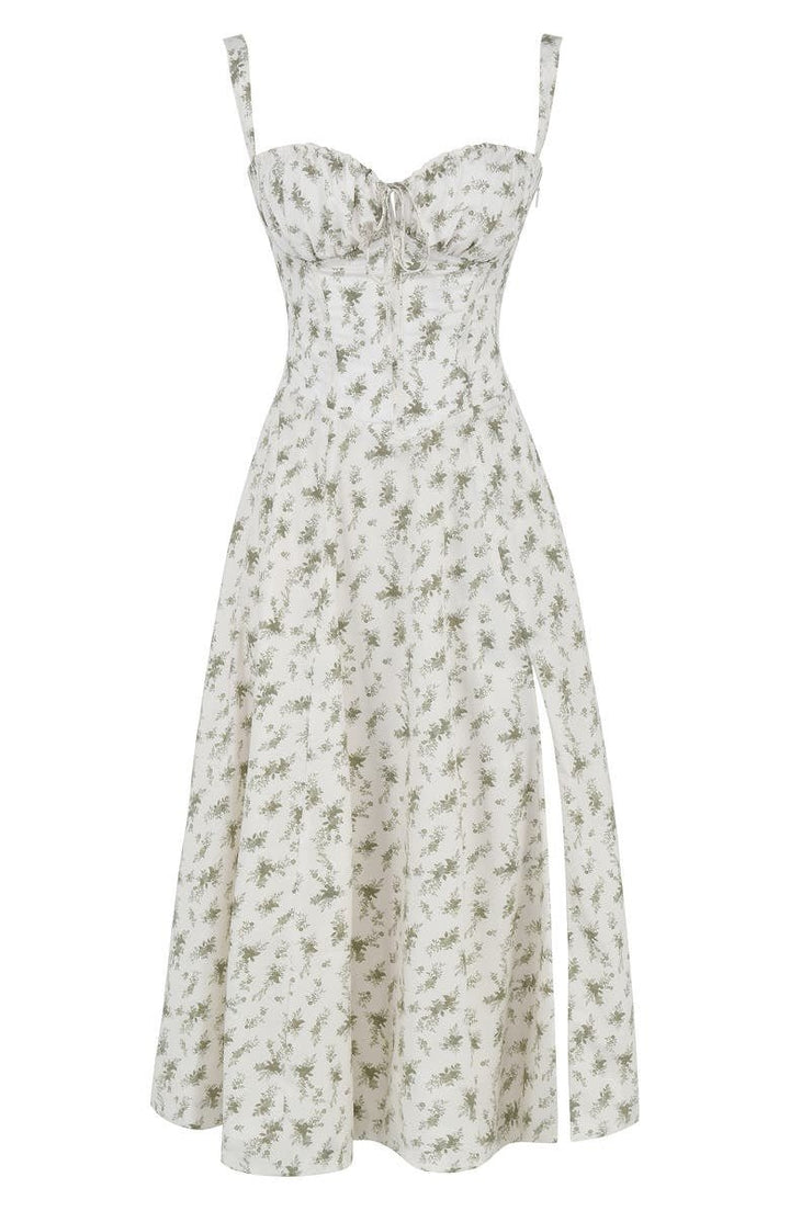 Sabine | Damen Floral Chic Corset Midi Kleid - Elle Zürich
