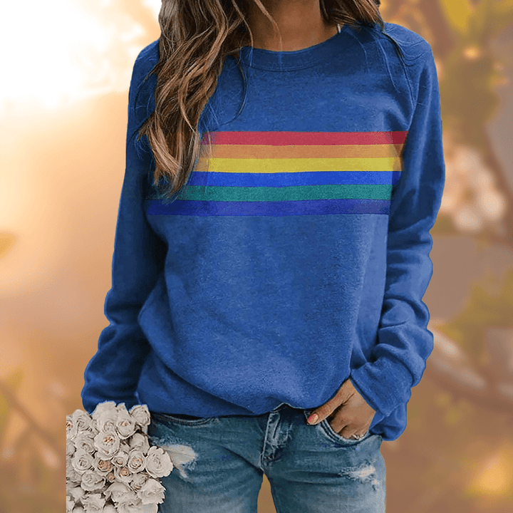 Emma | Damen Winter-Loungewear Sweatshirt mit Regenbogenstreifen - Elle Zürich