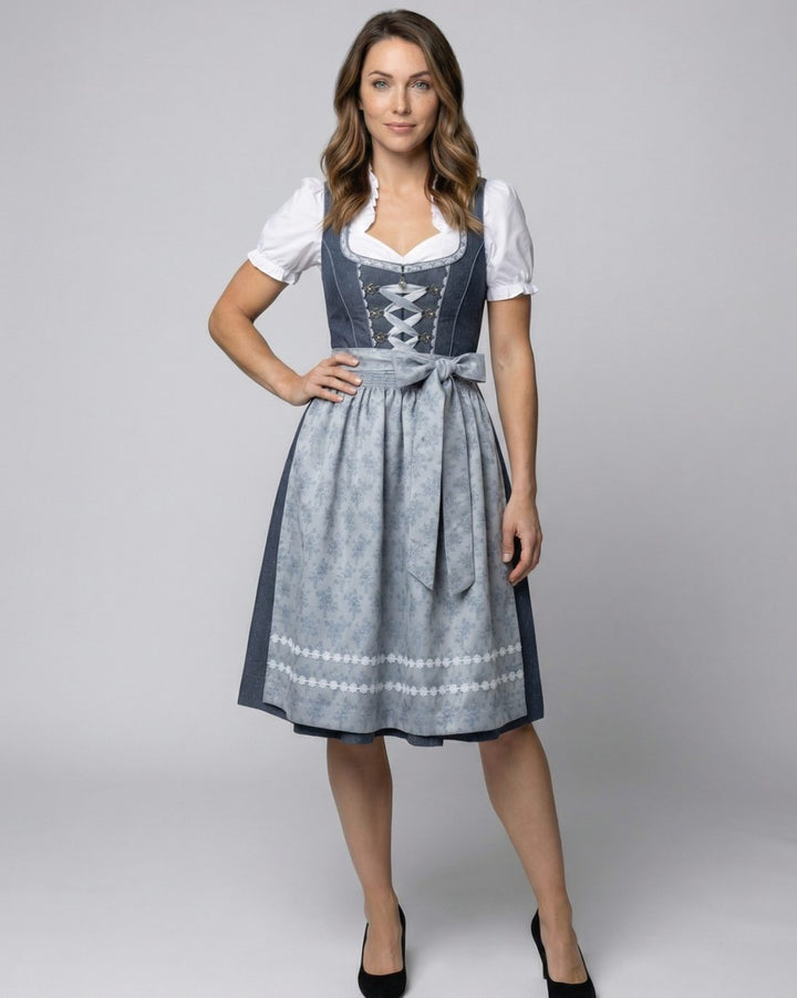 Oktoberfest Dirndl Kleid mit Schürze figurbetonter Trachten-Schnitt