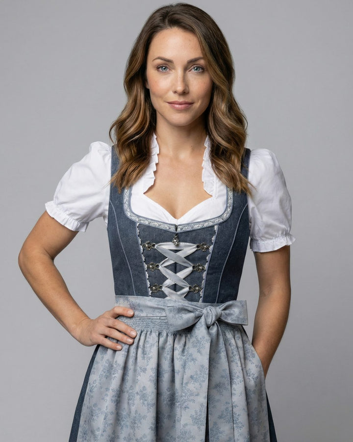 Oktoberfest Dirndl Kleid mit Schürze figurbetonter Trachten-Schnitt