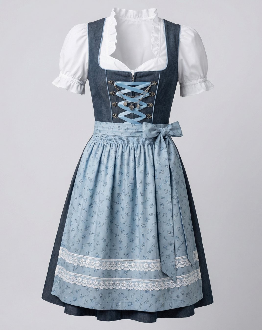 Oktoberfest Dirndl Kleid mit Schürze figurbetonter Trachten-Schnitt