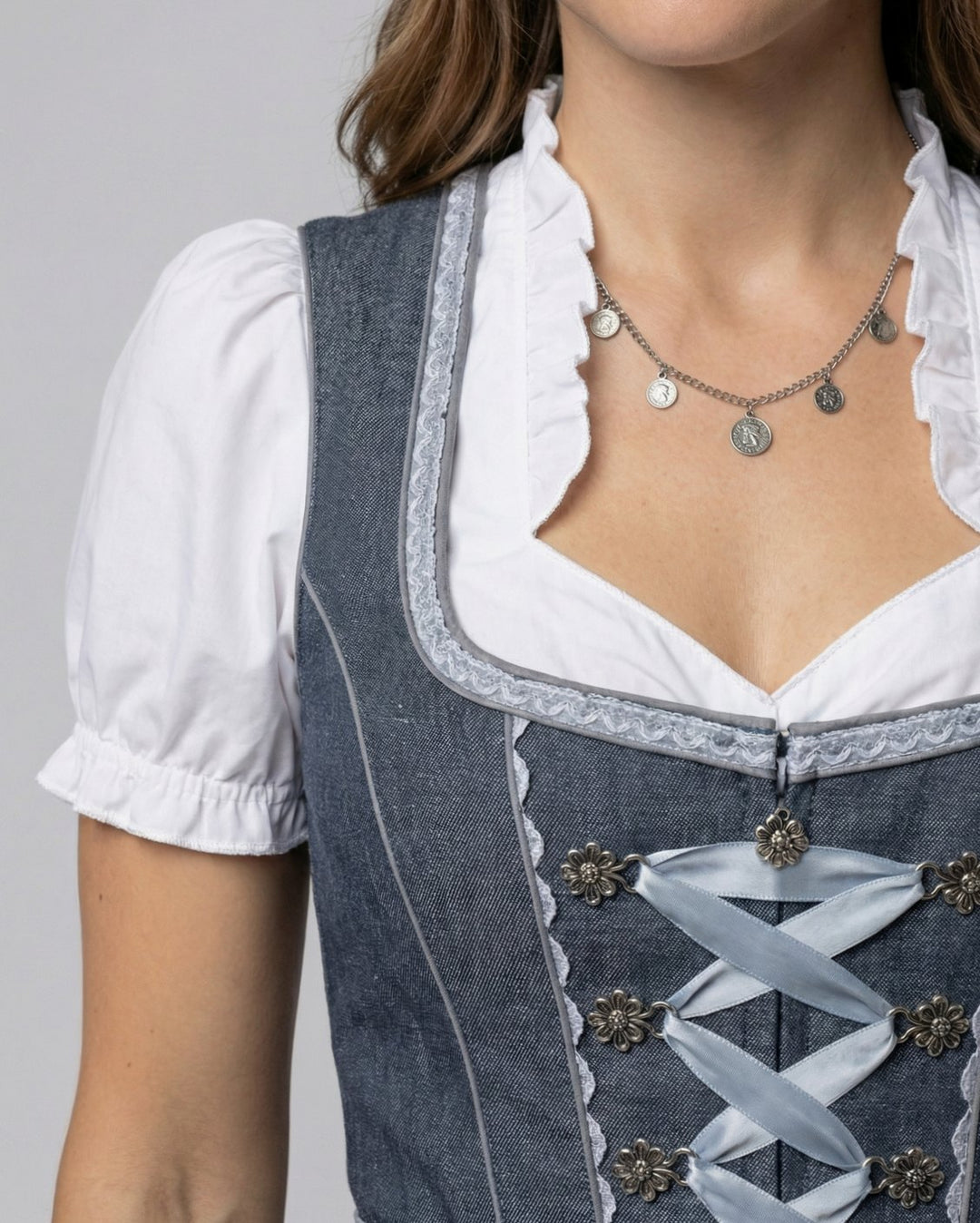 Oktoberfest Dirndl Kleid mit Schürze figurbetonter Trachten-Schnitt